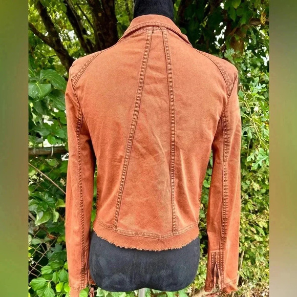 Free People Boho Collapsing Twill Raw Edge Jacket Hanna Rustic Orange Sz XS 006 - Picture 8 of 9